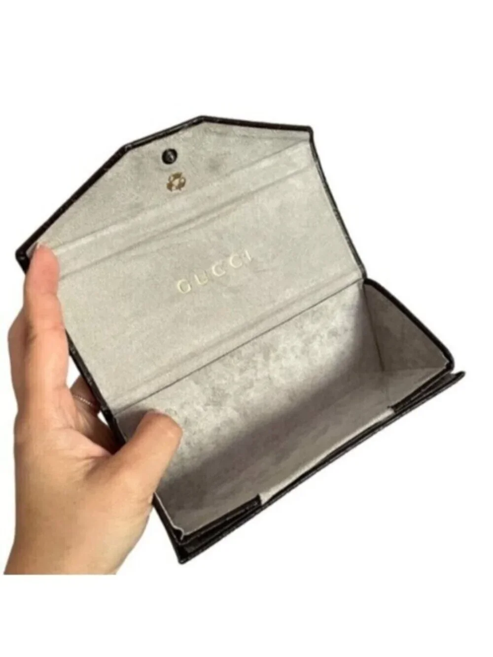 Gucci Brown GG Monogram Triangular Glasses Hard Case - Unisex 🇮🇹